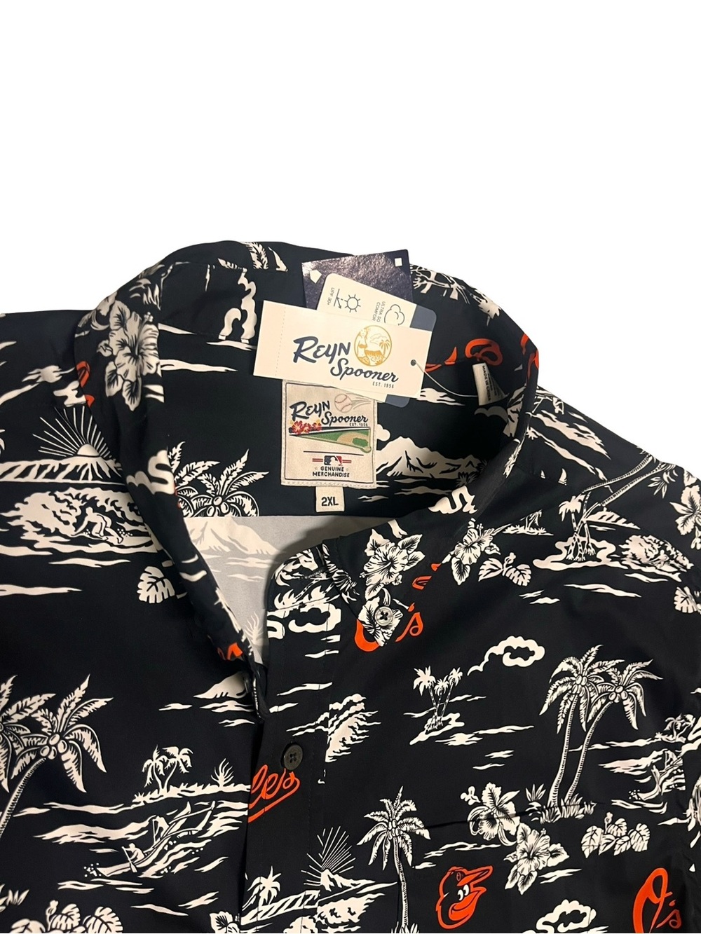 NWT Reyn Spooner Baltimore Orioles Kekai Hawaiian Button Front Sz XXL Shirt 2XL